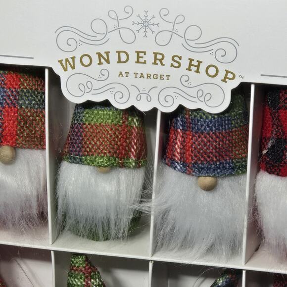 Wondershop™ - 8 piece Fabric Gnome Christmas Tree Ornament Set NEW in Box - Picture 2 of 9
